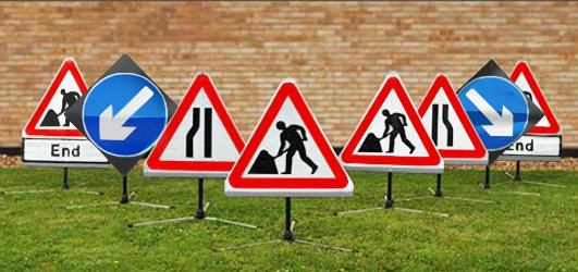 Chapter 8 Roll-Up Sign Kit (8x 750mm Reflective Signs+Tripods In 2 Bags)