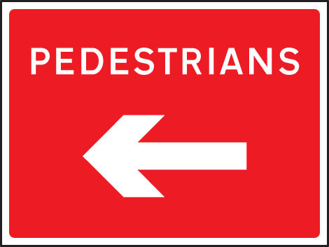 Pedestrians Arrow Left 1050x750mm Class RA1 Zintec Sign