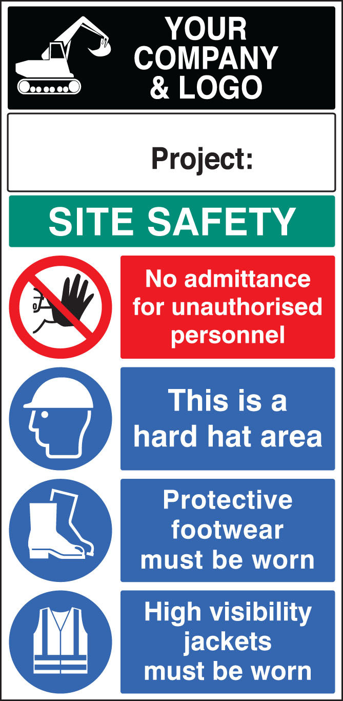 Site Safety Board 600x1200mm C/W Logo And Project