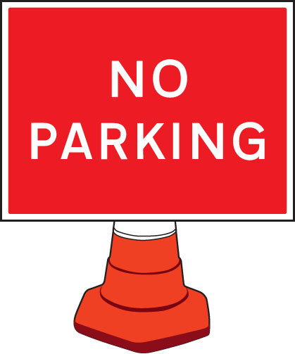 No Parking Cone Sign 600x450mm