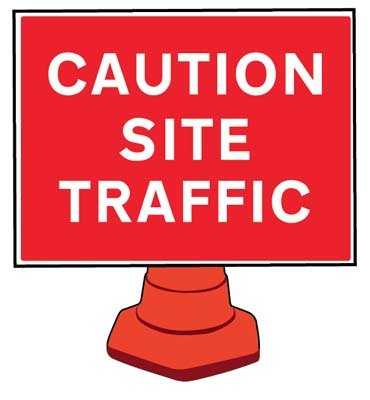 Caution Site Traffic Reflective Cone Sign 600x450mm (Cone Not Included)