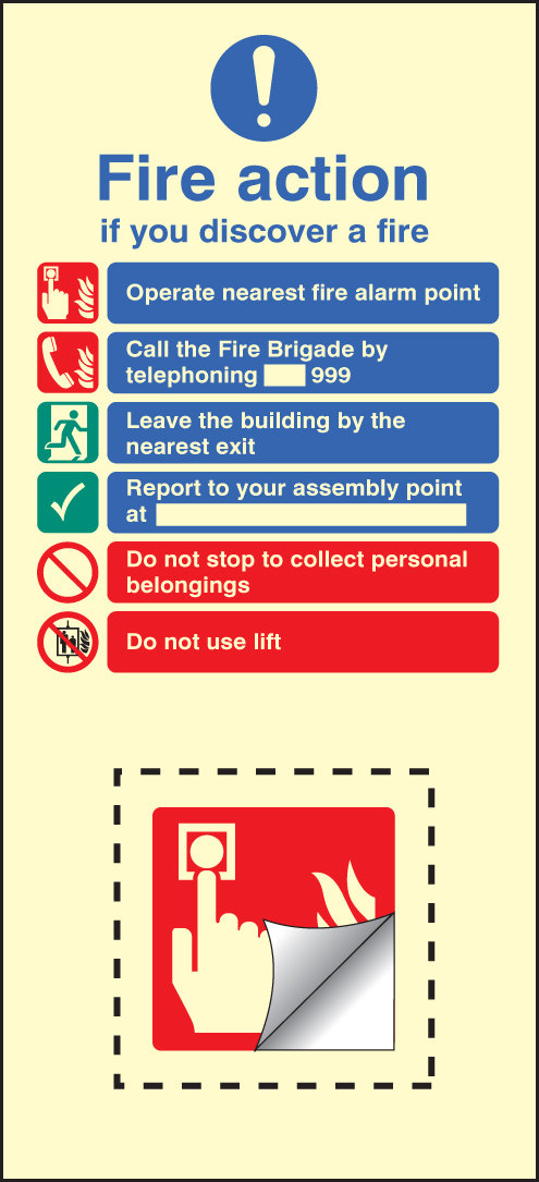 Call Point Fire Action Set Photoluminescent Sign