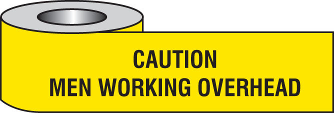Caution Men Working Overhead Barrier Tape