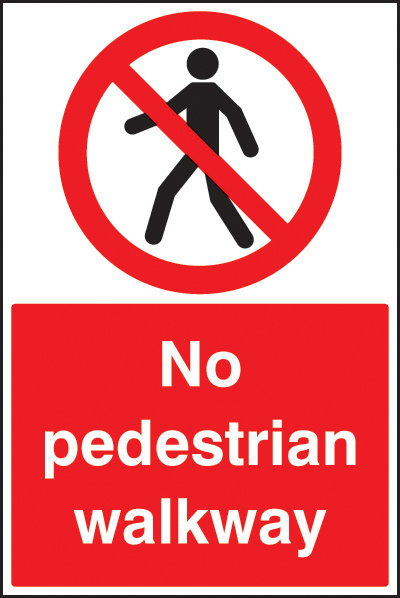 No Pedestrian Walkway Floor Graphic 400x600mm Sign
