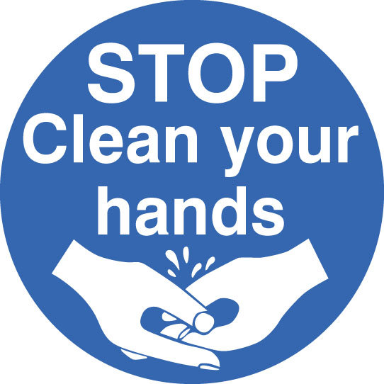 Stop Clean Your Hands Floor Graphic 400mm Dia Sign