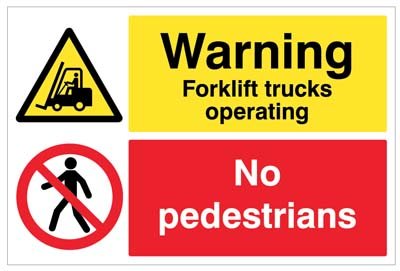 Warning Forklift Trucks Operating No Pedestrians Floor Graphic 600x400mm Sign