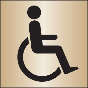 Disabled WC 140x140mm Brass Sign
