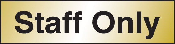 Staff Only 140x35mm Engraved Brass Effect Pvc Sign