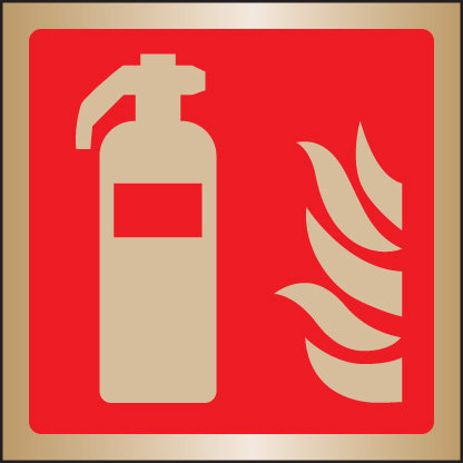 Extinguisher Symbol 175x175mm Brass Sign