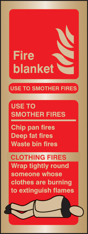 Fire Blanket Identification Brass 75x200mm Sign