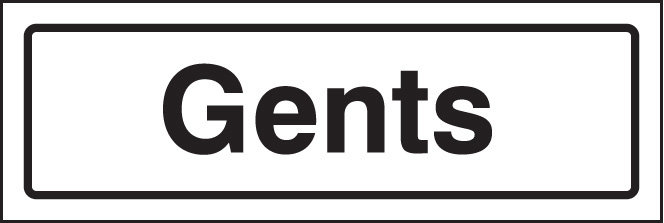 Gents Visual Impact Sign 5mm Acrylic Sign 450x150mm C/W Stand Off Locators