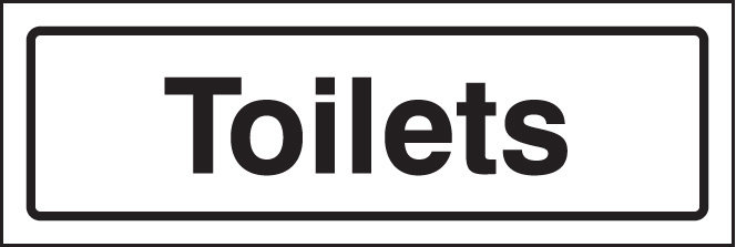 Toilets Visual Impact Sign 5mm Acrylic Sign 450x150mm C/W Stand Off Locators