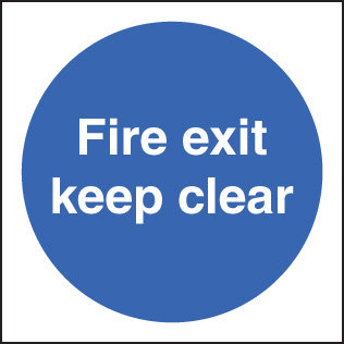 Fire Exit Keep Clear Double Sided Self Adhesive 100x100mm Sign