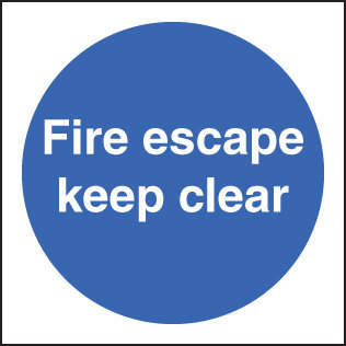 Fire Escape Keep Clear Double Sided Self Adhesive 100x100mm Sign