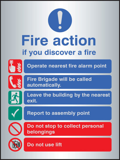 Fire Action Auto Dial With Lift - Aluminium Sign