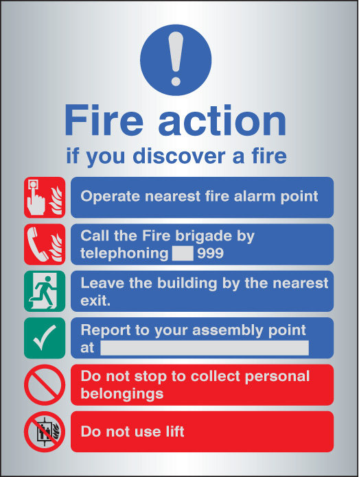 Fire Action Manual Dial With Lift - Aluminium Sign