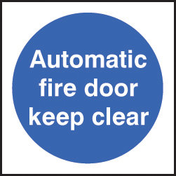 100 S/A Labels 100x100mm Auto Fire Door Keep Clear
