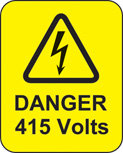 Danger 415 Volts Roll Of 100 Labels 40x50mm