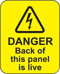 Danger Back Of This Panel Is Live Roll Of 100 Labels 40x50mm