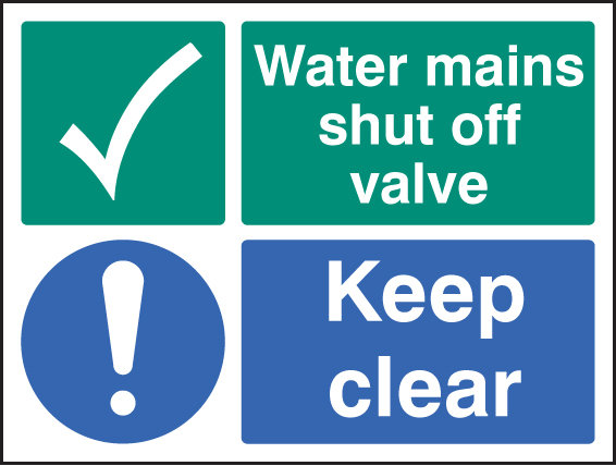 Water Mains Shut Off Valve Keep Clear Sign