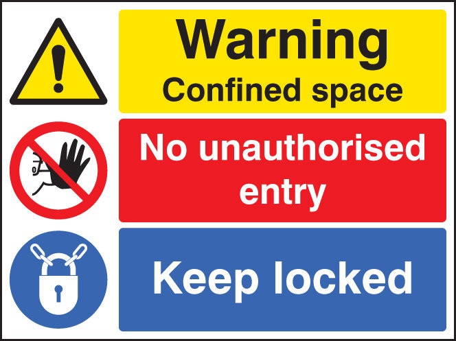 Warning Confined Space No Entry Keep Locked Sign