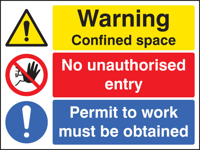 Warning Confined Space No Entry Permit To Work Sign