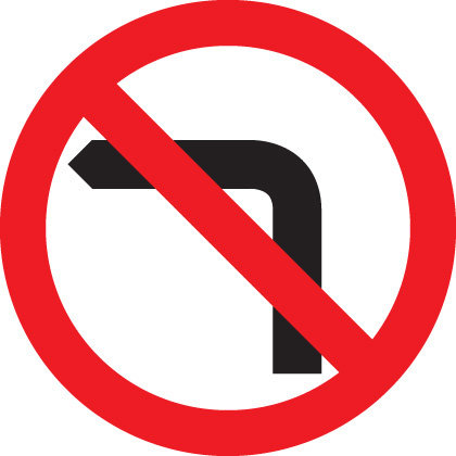 No Left Turn Sign