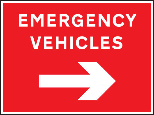 Emergency Vehicles Arrow Right Sign