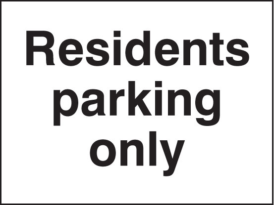 Residents Parking Only Sign