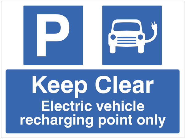 Keep Clear Electric Vehicle Recharging Point Only Sign