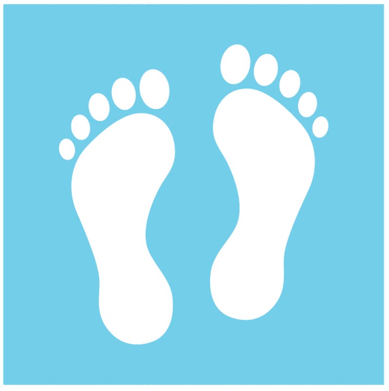 Footprints (blue) - floor graphic 200x200mm - Covid Safety Sign