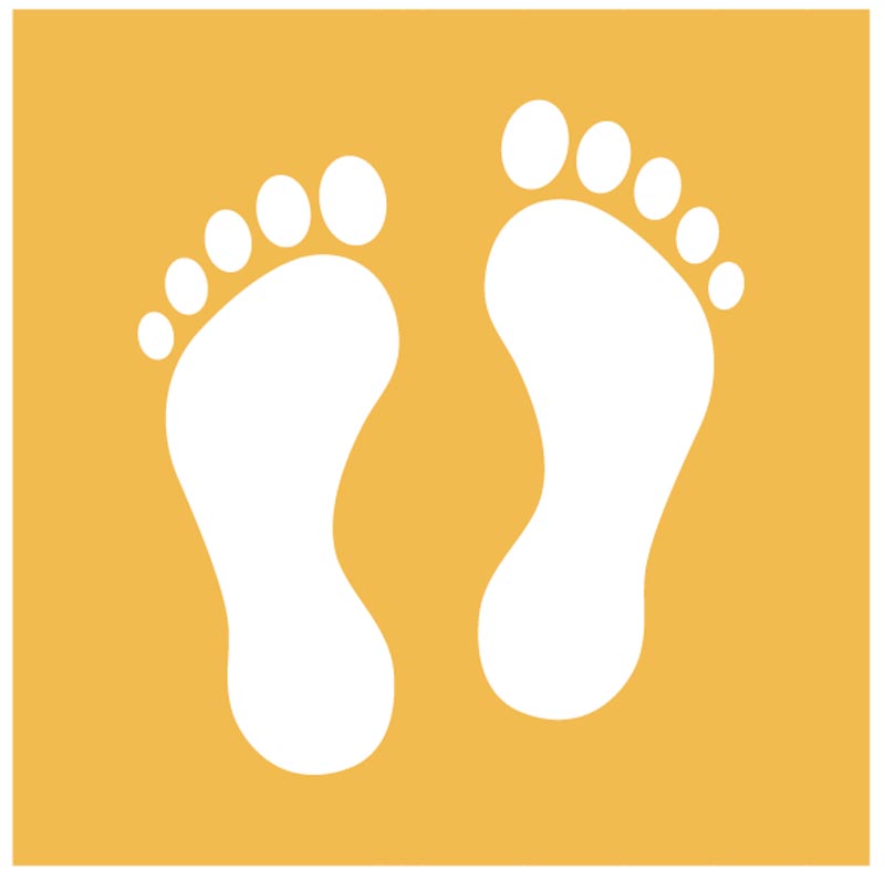 Footprints (orange) - floor graphic 200x200mm - Covid Safety Sign