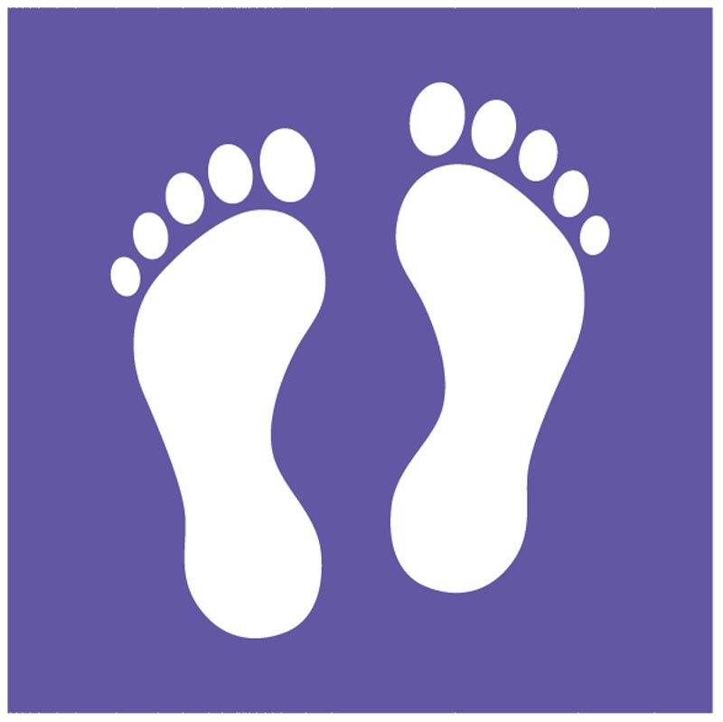 Footprints (purple) - floor graphic 200x200mm - Covid Safety Sign
