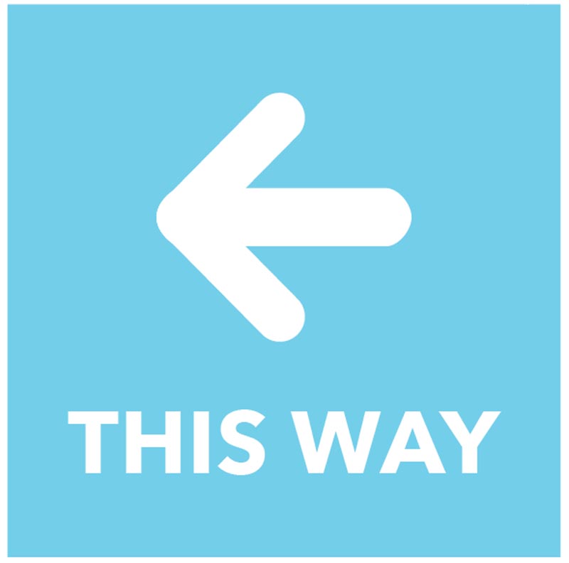 This way (arrow left) - floor graphic 200x200mm - Covid Safety Sign