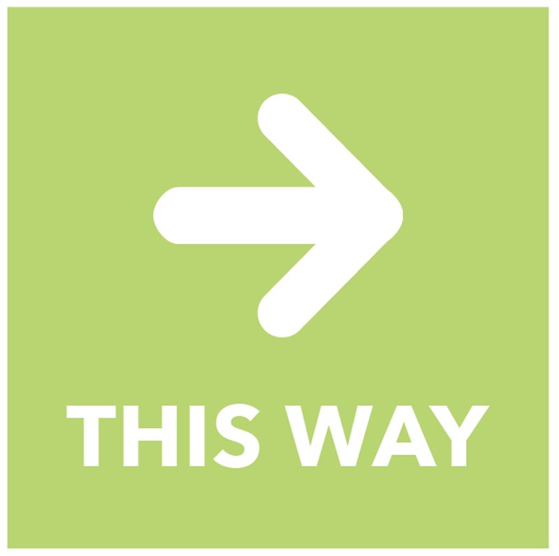 This way (arrow right) - floor graphic 200x200mm - Covid Safety Sign